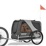 DOGGYHUT® Premium XL Hundefahrradanhänger bis 45 kg Fahrradanhänger für Hunde Hundeanhänger für Fahrrad große Hunde 80103 (GRAU)