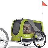 DOGGYHUT® Premium Large Hundefahrradanhänger bis 35 kg Hundeanhänger Fahrradanhänger für Hunde mittelgroße und große Hunde 80102 (GRÜN)