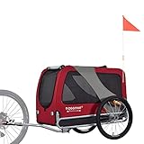 DOGGYHUT® Premium XL Hundefahrradanhänger bis 45 kg Fahrradanhänger für Hunde Hundeanhänger für Fahrrad große Hunde 80103 (ROT/SCHWARZ)