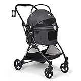 Hundebuggy mit Klappfunktion Pet-Stroller Hundewagen Buggy für Hunde und Katzen Haustierwagen Katzenbuggy, Für Hunde, Katzen und andere Kleinhaustiere, Schwarz, 73 x 55 x 100 cm, 15KG