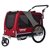 DOGGYHUT® Premium XL 2 in 1 Hundefahrradanhänger & Jogger 23-45 kg Fahrradanhänger für Hunde Hundeanhänger für Fahrrad 80106 (ROT)