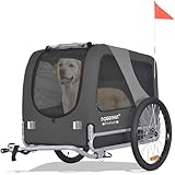 DOGGYHUT® Premium Large Hundefahrradanhänger bis 35 kg Hundeanhänger Fahrradanhänger für Hunde mittelgroße und große Hunde 80102 (GRAU)