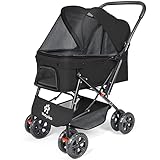 Wedyvko Haustier-Kinderwagen – Hunde-Kinderwagen für mittelgroße Hunde und Katzen mit wendbarem Griff, leicht zu gehender Hunde-Kinderwagen