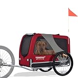 DOGGYHUT® Premium XL Hundefahrradanhänger bis 45 kg Fahrradanhänger für Hunde Hundeanhänger für Fahrrad große Hunde 80103 (ROT/SCHWARZ)
