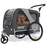 DOGGYHUT® Premium Large 2 in 1 Hundefahrradanhänger & Jogger bis 35 kg Hundeanhänger Fahrradanhänger für Hunde mittelgroße und große Hunde 80105 (GRAU/SCHWARZ)