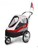 InnoPet® Sporty Trailer Pet Stroller Dogtrailer klappbar faltbar Hundebuggy Hundewagen wandelbar Fahhradanhänger für Hunde Luftreifen inkl. Regenhaube