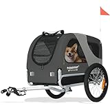 DOGGYHUT® MEDIUM Fahrrad Hundeanhänger für Hunde bis 23 kg Fahrradanhänger Klappbar (GRAU)