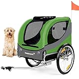 Happypet Hundefahrradanhänger mit Anhängerkupplung | Hunde Fahrradanhänger klappbar | Anhänger für Hunde | Hundeanhänger | Hundebuggy mit Luftreifen | Für kleine bis Mittelgroße Hunde | Max. 40 kg