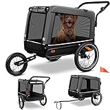 KESSER® Hundeanhänger Boxer 3-in-1 Hundebugg & Jogger Fahrradanhänger groß ca. 240 Liter Volumen, gefedert, Material: 600D Oxford Canvas, SmartSpace Concept, maximale Belastbarkeit: 40 kg Grau