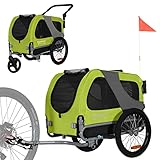 DOGGYHUT® Premium MEDIUM Hundefahrradanhänger & Jogger 2in1 Fahrradanhänger 80104 (Grün)